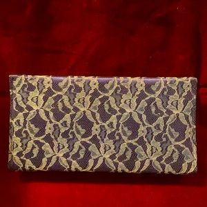 Vintage Clutch bag Purple Lace & Silk